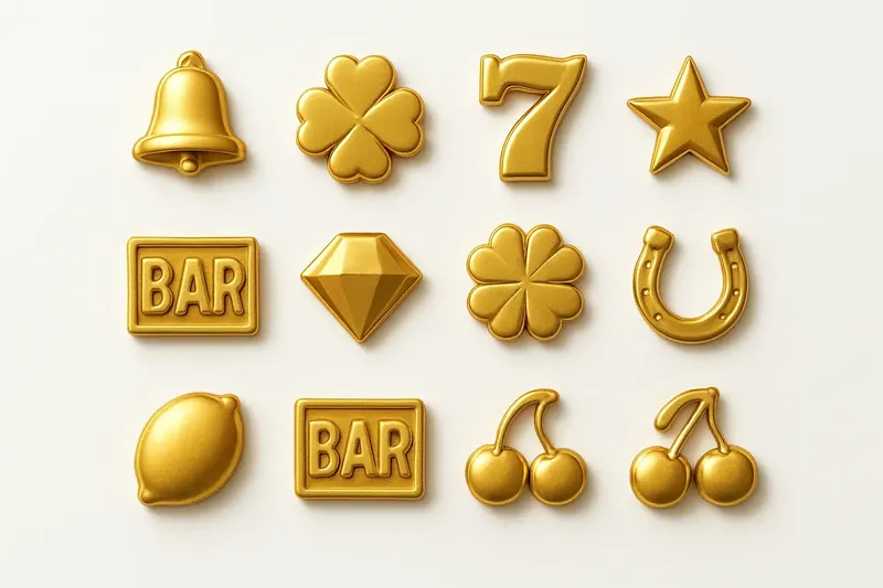 Twelve mini slot symbols arranged in a clean 4x3 grid